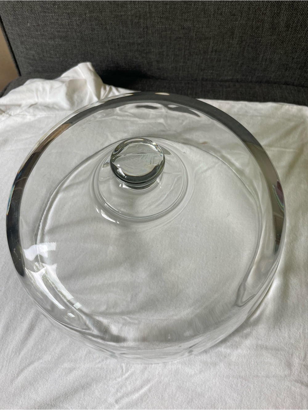 Clear Glass Cake Dome with Knob Lid - White